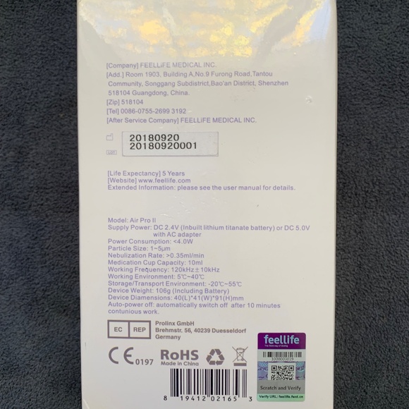 FEELLiFE Air Pro II Portable Mesh Nebulizer – NEW– Handheld Ultrasonic Inhaler - Picture 2 of 5